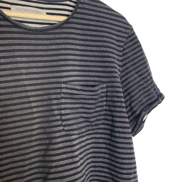 OUTERKNOWN Striped Textured Pocket T-Shirt Short Sleeve Organic Cotton Large - Picture 11 of 11